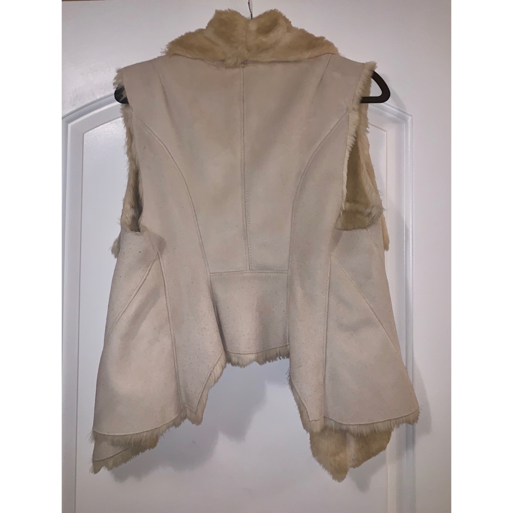 Bebe Reversible Faux Fur Vest in Beige - Picture 7 of 7